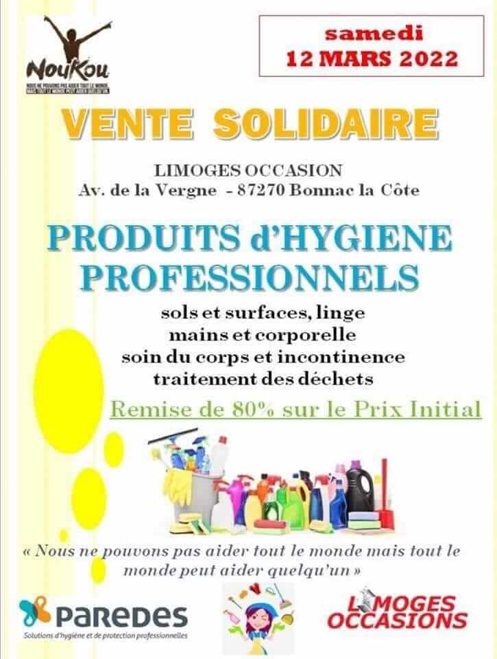 VENTE SOLIDAIRE/Produits d’hygiène – Samedi 12 mars à Bonnac la Côte