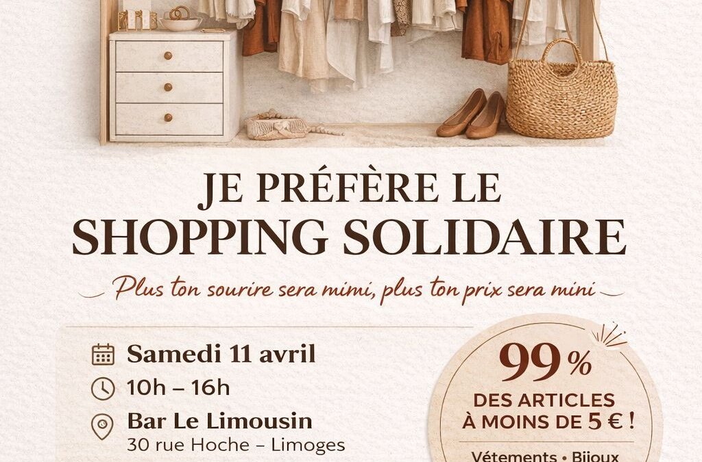 SHOPPING SOLIDAIRE – 11 avril 2026 – Bar le Limousin – Limoges
