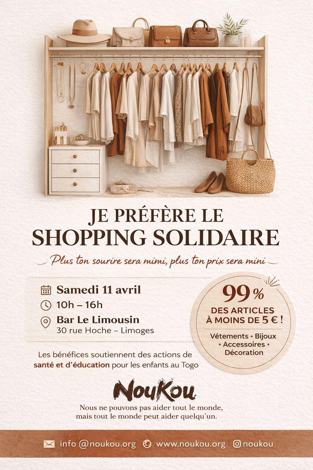 SHOPPING SOLIDAIRE – 11 avril 2026 – Bar le Limousin – Limoges