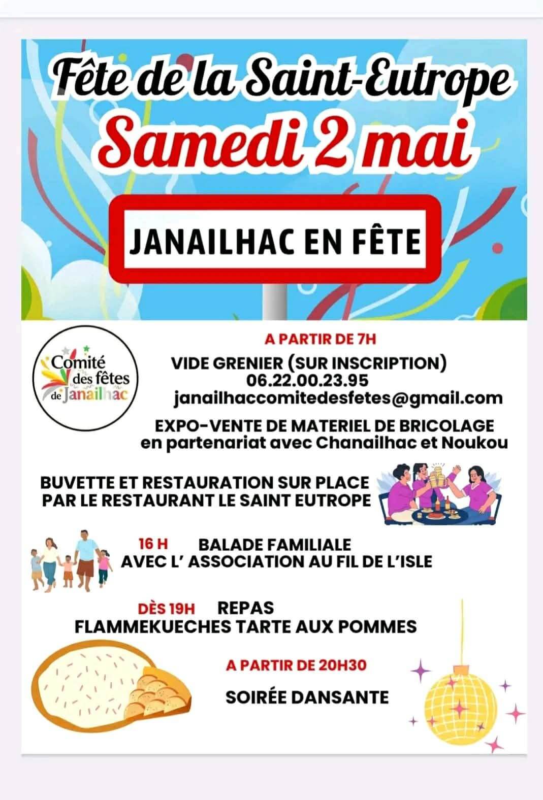 Vente solidaire au vide grenier – Janailhac – Mai 2026